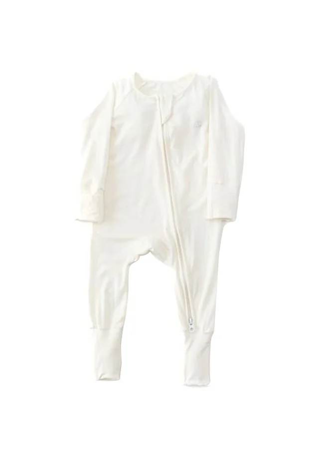 أنفي بيبي Anvi Baby Organic Zipper Romper- Daisy White 95% Bamboo 5% Spandex - 3-6 months