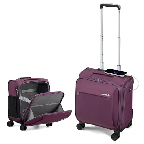 Hanke 16 Inch Underseat Carry On Luggage with Wheels Small Suitcase Softside Luggage Bags for Travel Lightweight Suitcases with Wheels Travel Luggage Personal Item for Men and Women.(Purple) - Image 1