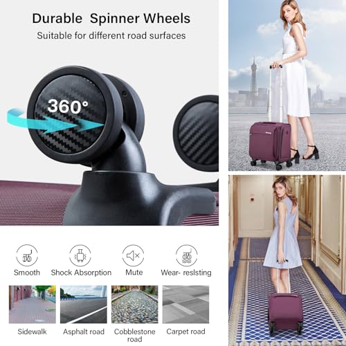 Hanke 16 Inch Underseat Carry On Luggage with Wheels Small Suitcase Softside Luggage Bags for Travel Lightweight Suitcases with Wheels Travel Luggage Personal Item for Men and Women.(Purple) - Image 5