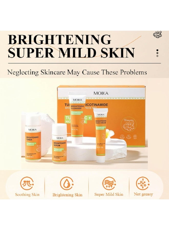 مويكا كركم نيكوتيناميد طقم للعناية بالبشرة ، 4 قطع ، يحافظ على الرطوبة ، مرطب ، خفيف للغاية ، منظف 30 جم ، تونر VC 50 مل ، سيروم 30 مل ، كريم وجه 20 جم - Image 5