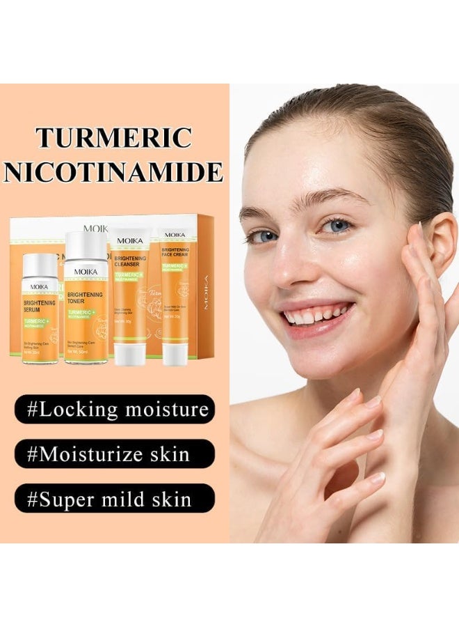 مويكا كركم نيكوتيناميد طقم للعناية بالبشرة ، 4 قطع ، يحافظ على الرطوبة ، مرطب ، خفيف للغاية ، منظف 30 جم ، تونر VC 50 مل ، سيروم 30 مل ، كريم وجه 20 جم - Image 2