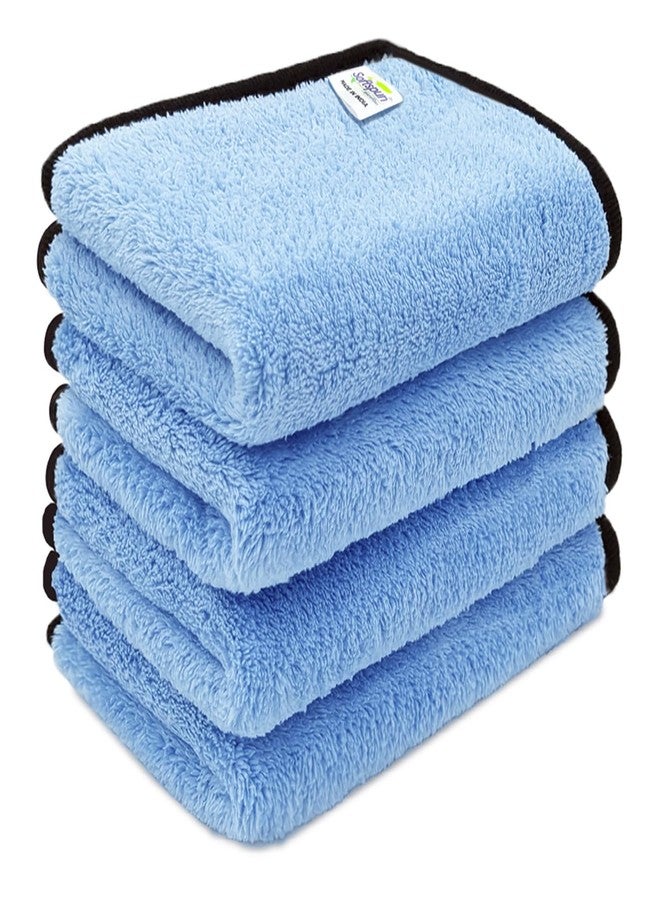 SOFTSPUN Microfiber Baby Hand & Face Wipes 280 GSM 20x30 Cms, 4 Piece Towel Set, Sky Blue! Super Soft & Comfortable for Newborn Baby and Kids Quick Drying Ultra Absorbent in Small Size. - Image 1