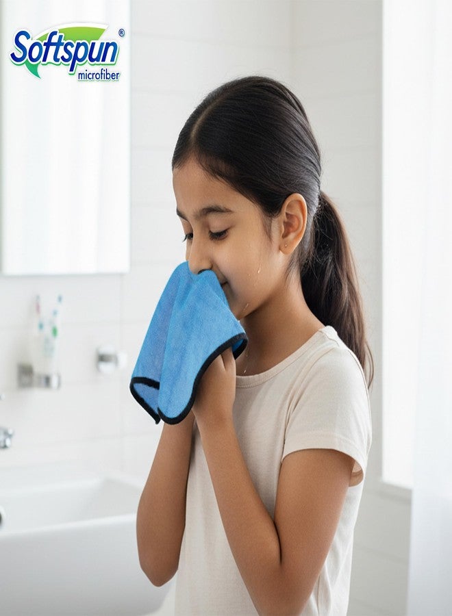SOFTSPUN Microfiber Baby Hand & Face Wipes 280 GSM 20x30 Cms, 4 Piece Towel Set, Sky Blue! Super Soft & Comfortable for Newborn Baby and Kids Quick Drying Ultra Absorbent in Small Size. - Image 2