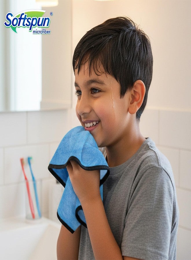 SOFTSPUN Microfiber Baby Hand & Face Wipes 280 GSM 20x30 Cms, 4 Piece Towel Set, Sky Blue! Super Soft & Comfortable for Newborn Baby and Kids Quick Drying Ultra Absorbent in Small Size. - Image 3