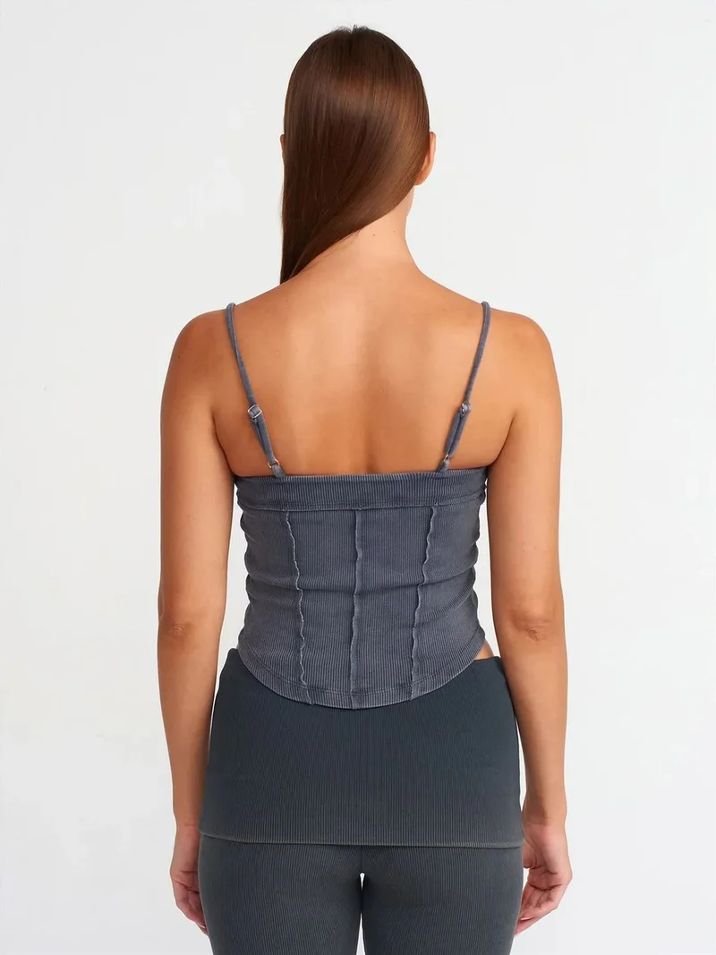 ديلفين Dilvin Ribbed Square-Neck Crop Top