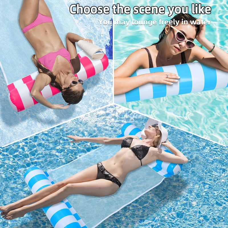 Auspicious Rain 3/5/8 Pack Pool Hammock Upgrated Water Pool Floats, 4-in-1 (Hammock, Saddle, Lounge Chair, Drifter) Multi-Purpose Water Pool Float, Non-Stick PVC Material - Image 2