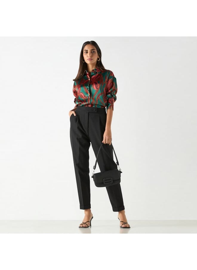 Iconic Iconic Solid Pants with Semi-Elasticated Waistband and Pockets  - Image 2