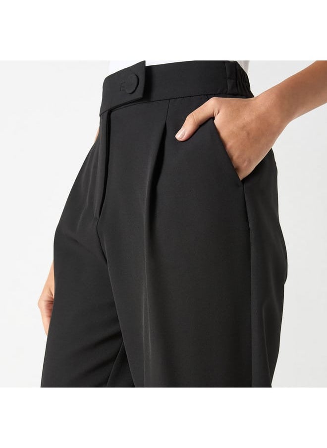 Iconic Iconic Solid Pants with Semi-Elasticated Waistband and Pockets  - Image 4