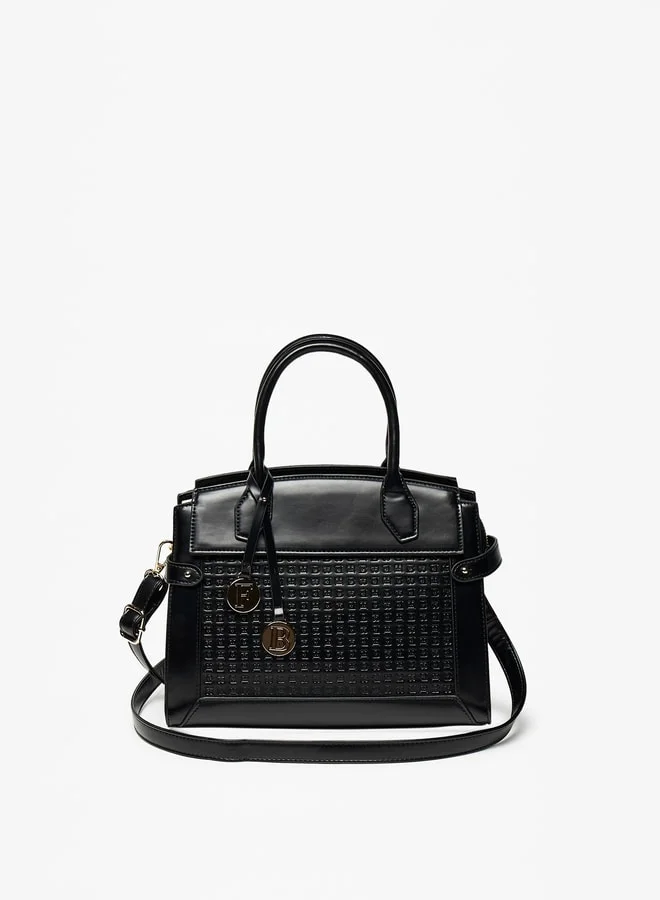 فلورا بيلا من شو إكسبرس Monogram Textured Tote Bag with Zip Closure and Double Handle