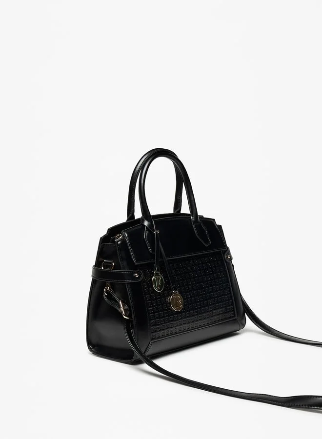 فلورا بيلا من شو إكسبرس Monogram Textured Tote Bag with Zip Closure and Double Handle