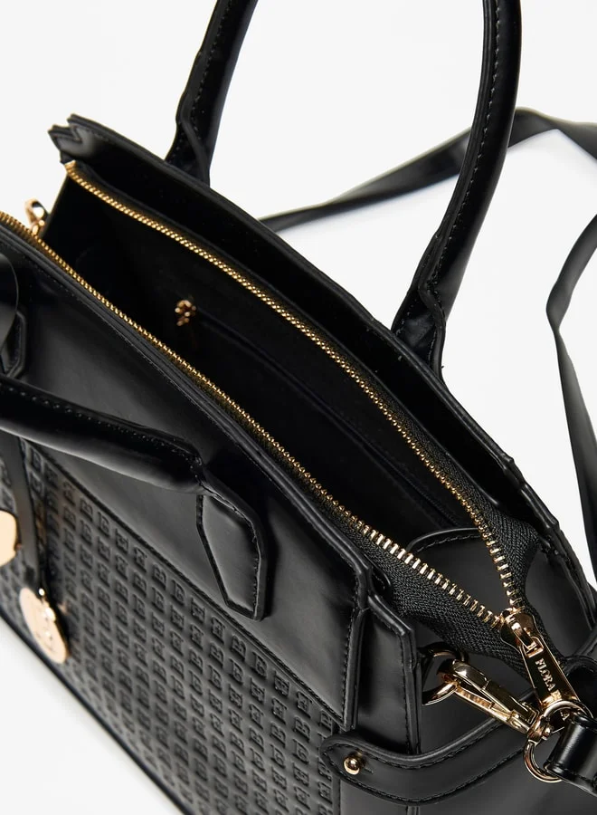 فلورا بيلا من شو إكسبرس Monogram Textured Tote Bag with Zip Closure and Double Handle