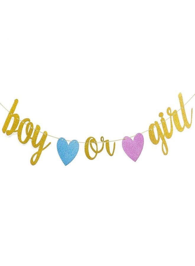 Oarkive Boy Or Girl Banner with Hearts for Boy or Girl Baby Shower Gender Reveal Party Decor - Image 2