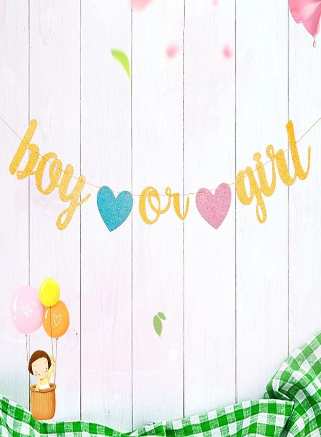 Oarkive Boy Or Girl Banner with Hearts for Boy or Girl Baby Shower Gender Reveal Party Decor - Image 4