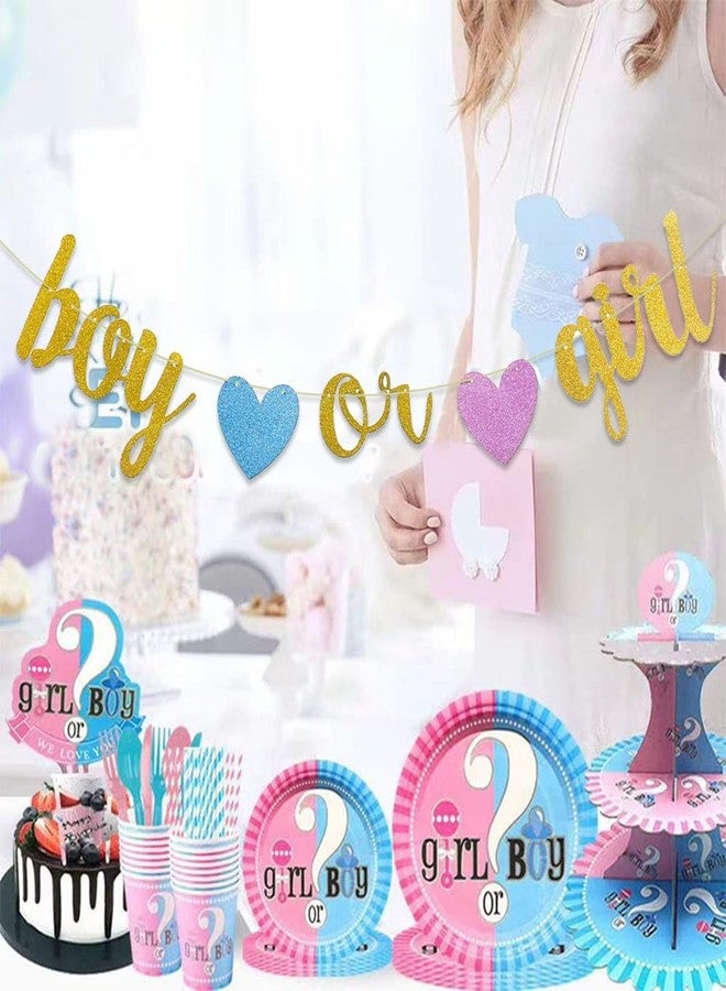 Oarkive Boy Or Girl Banner with Hearts for Boy or Girl Baby Shower Gender Reveal Party Decor - Image 5