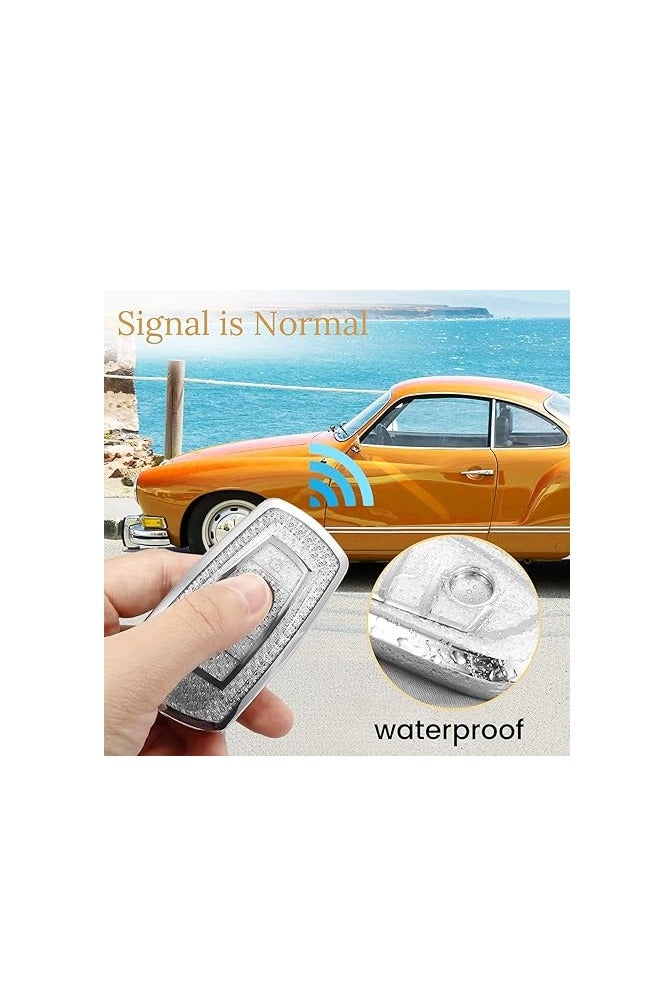 OUYoo غطاء مفتاح OUYoo لسيارات BMW، واقي مفاتيح من TPU الناعم مع سلسلة مفاتيح لامعة، متوافق مع مفاتيح BMW الذكية للموديلات: X1، X3، X4، X5، X6، 1، 2، 4، 5، 6، 7، M3، M5، M6، GT3، GT5، G30، F10، F15، F16، F20، يأتي مع سلسلة مفاتيح. (لون أبيض). - Image 4