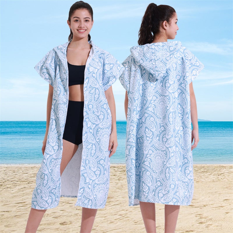 Selling Adult Parent-Child Hooded Bath Towel Microfiber Cloak Beach Quick-Drying Bathrobe Cloak Beach - Image 5
