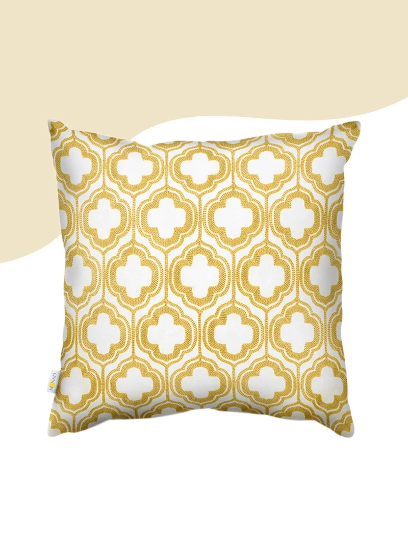 دوناتيلا غطاء وسادة مطرزة ديكور الأصفر/الأبيض 45 × 45 سم (بدون حشو)