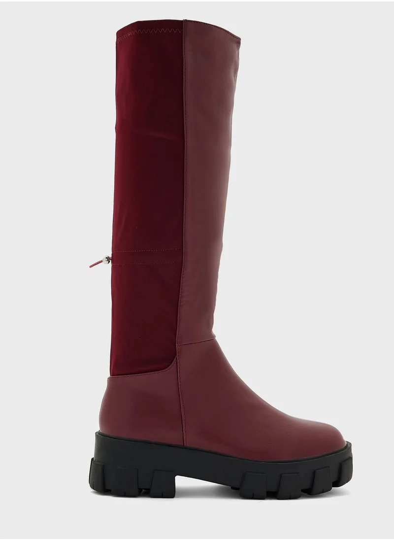 Ginger Chunky High Knee Boots