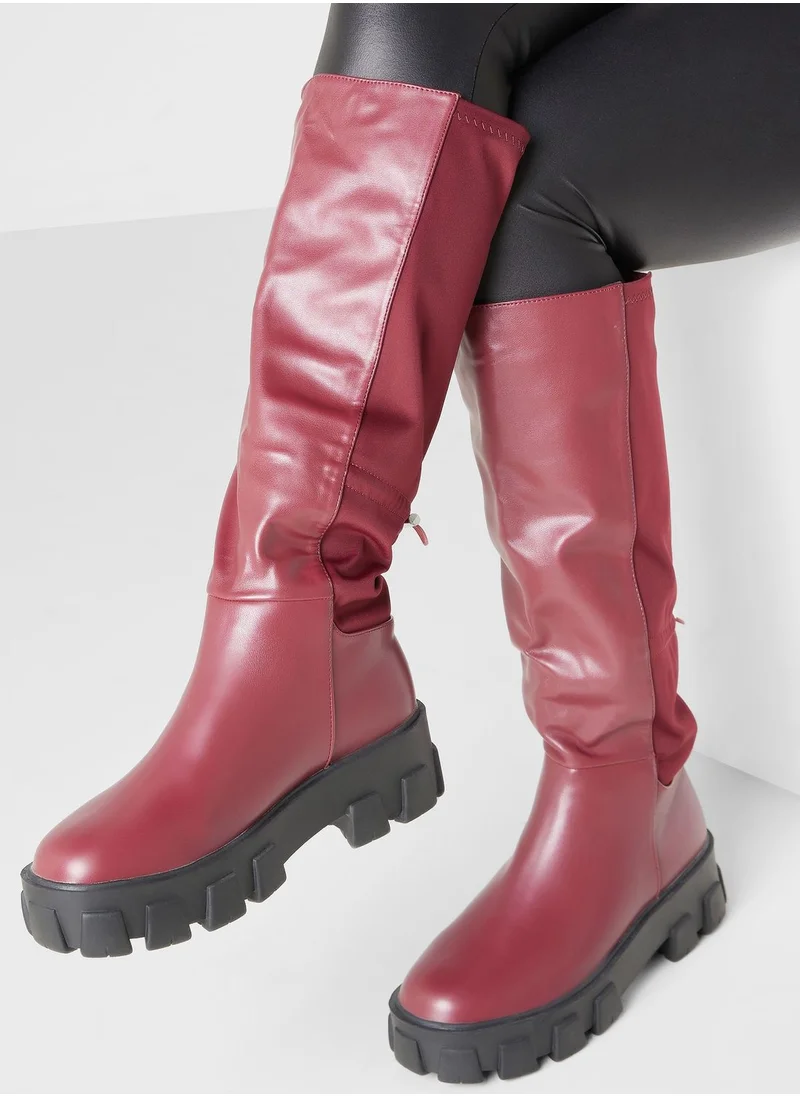 Ginger Chunky High Knee Boots