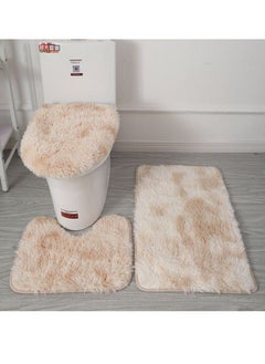 BAIG 3pcs Set Non-Slip Bath Mat Set, Beach Shell Pattern Microfiber Rugs, Bath Mat Set and Toilet Mat, Absorbent Floor Rugs, 3 Piece 