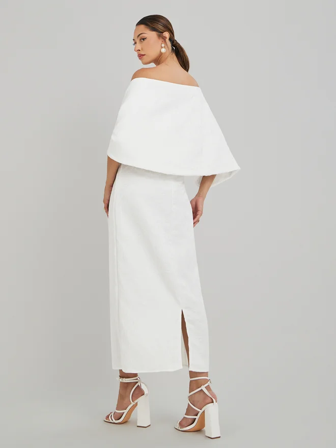 Styli Textured White Midi Dress