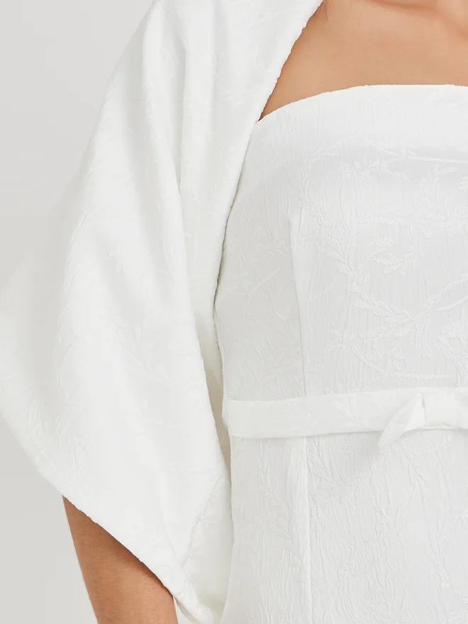 Styli Textured White Midi Dress