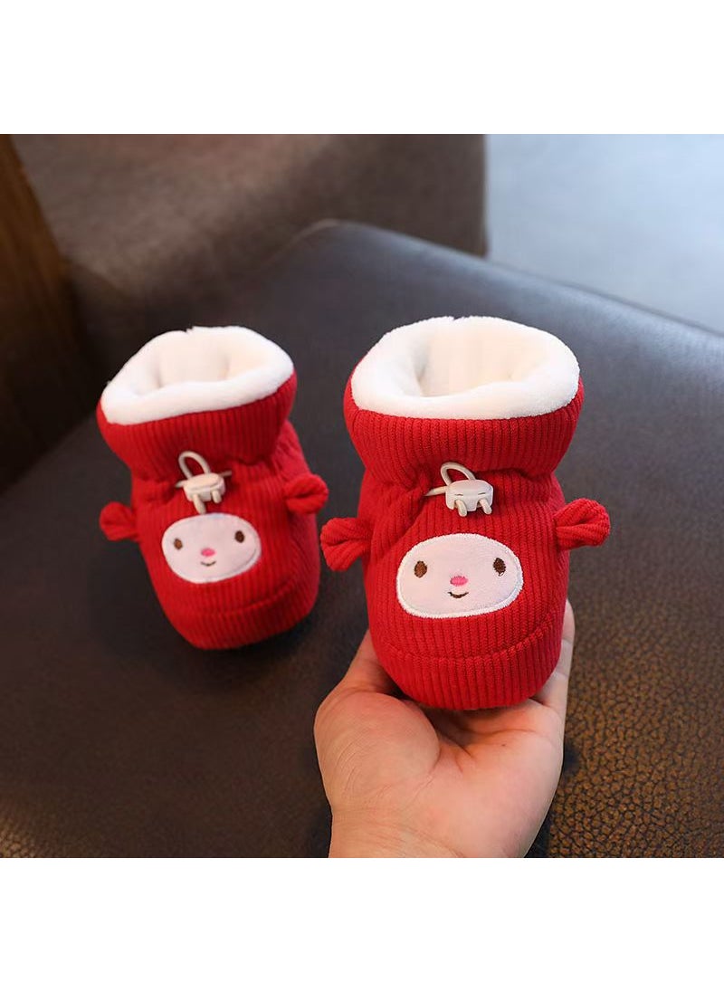 Generic - Cozy Velvet Baby Booties for WinterRed doll corduroy (thick plus Velvet) Red doll corduroy (thick plus Velvet) - Image 1