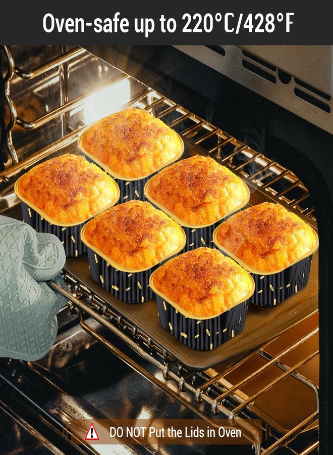 EUSOAR Cake Pans with Lids, 50pcs 10oz/300ml Square Cupcake Liners Disposable Ramekins, Aluminum Foil Containers Muffin Cups for Baking Mini Cake Loaf Bread Holders for Birthday Wedding Party Favor - Image 5