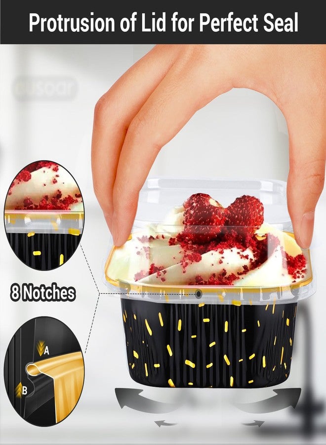 EUSOAR Cake Pans with Lids, 50pcs 10oz/300ml Square Cupcake Liners Disposable Ramekins, Aluminum Foil Containers Muffin Cups for Baking Mini Cake Loaf Bread Holders for Birthday Wedding Party Favor - Image 4