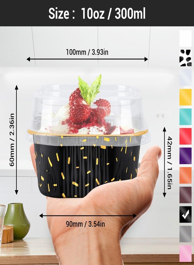 EUSOAR Cake Pans with Lids, 50pcs 10oz/300ml Square Cupcake Liners Disposable Ramekins, Aluminum Foil Containers Muffin Cups for Baking Mini Cake Loaf Bread Holders for Birthday Wedding Party Favor - Image 2