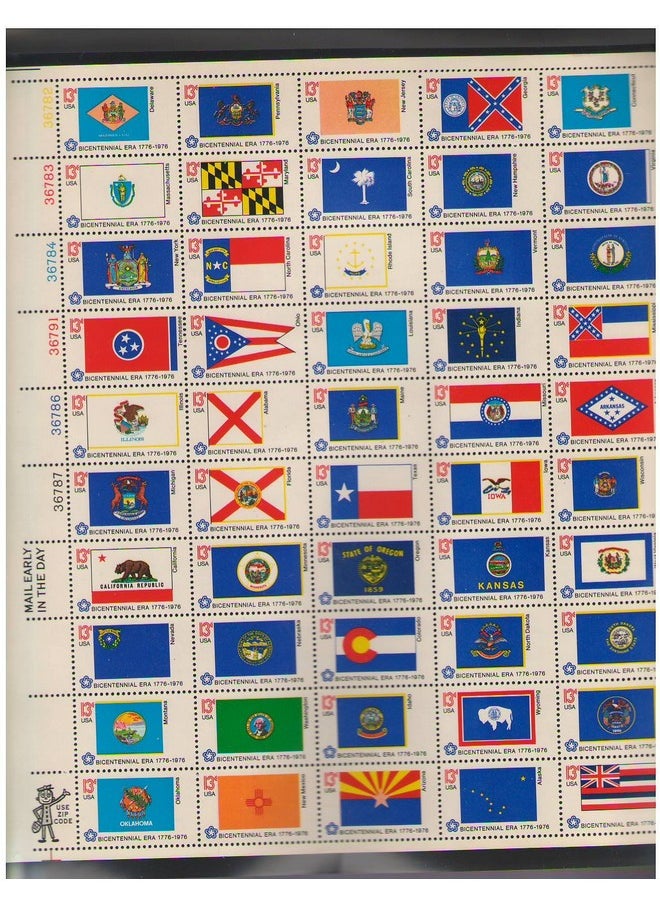 USPS Us Bicentennial State Flags Scott 163382 13 Cent Set Of 50 Stamps Mnh  - Image 1