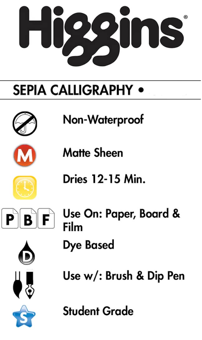 Higgins Sepia Calligraphy Ink, 2.5 Ounce (46036) - Image 3