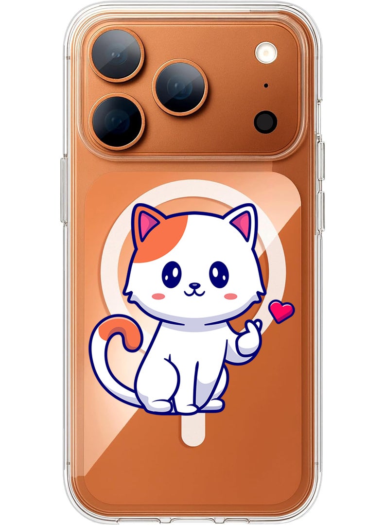 Theodor Magnetic Case for Apple iPhone 17 Pro Compatible with MagSafe Wireless Charging, Shockproof Phone Bumper Cover - Cat love - Image 1