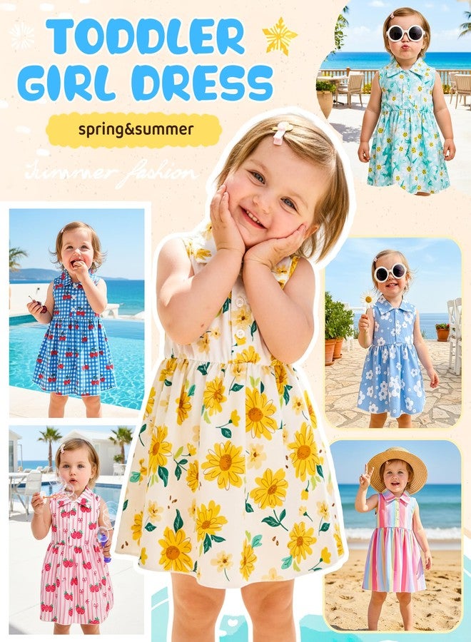 Saeaby Toddler Girl Dress Little Girls Summer Clothes Blue Floral Dresses Kids Beach Sundress Active Playwear Sleeveless Outfits 2T 3T Girls' Clothe - Image 3