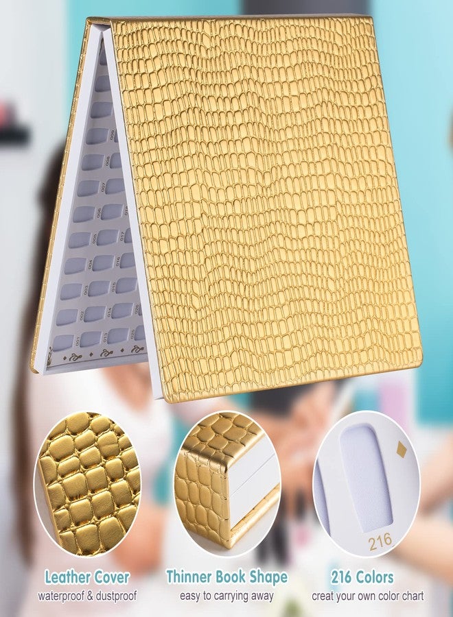 NMKL38 216 Nail Color Chart Display Gel Polish Color Book with False Nail Tips (Gold) - Image 5