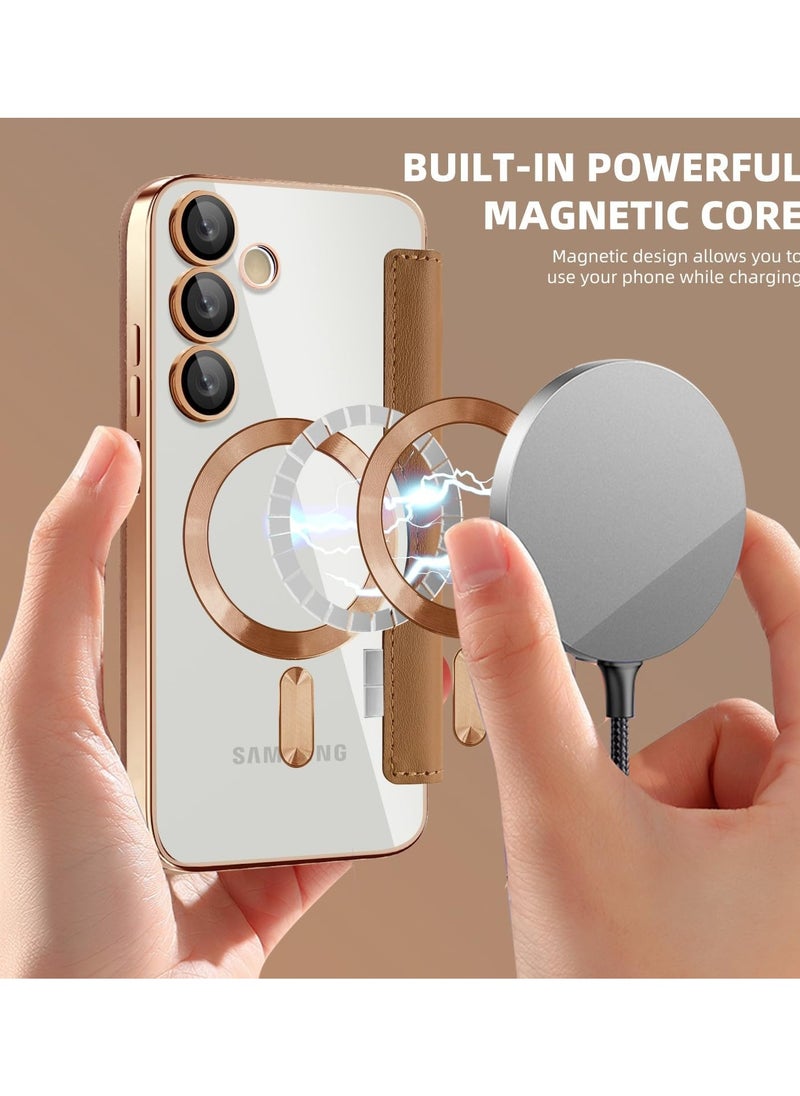 General - Magnetic Case Compatible with Galaxy S24 FE 5G, Compatible with Mag-safe, Transparent Back Anti-Scratch Leather Flip Case for Galaxy S24 FE - Image 1