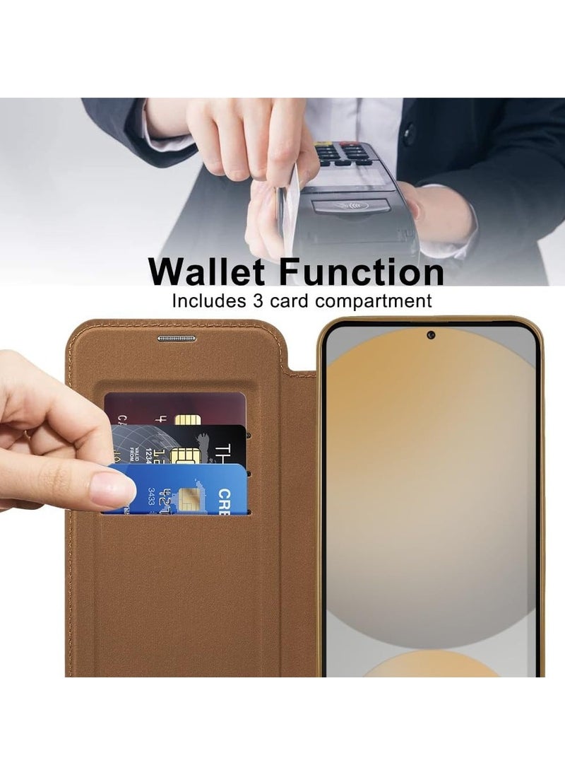 General - Magnetic Case Compatible with Galaxy S24 FE 5G, Compatible with Mag-safe, Transparent Back Anti-Scratch Leather Flip Case for Galaxy S24 FE - Image 1