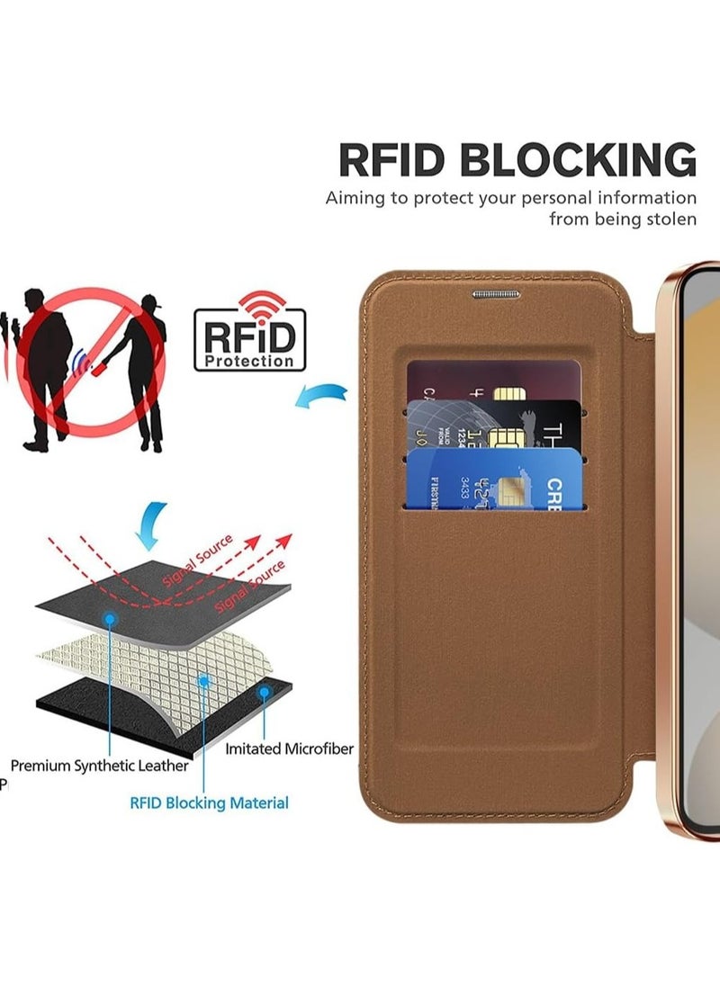 General - Magnetic Case Compatible with Galaxy S24 FE 5G, Compatible with Mag-safe, Transparent Back Anti-Scratch Leather Flip Case for Galaxy S24 FE - Image 1