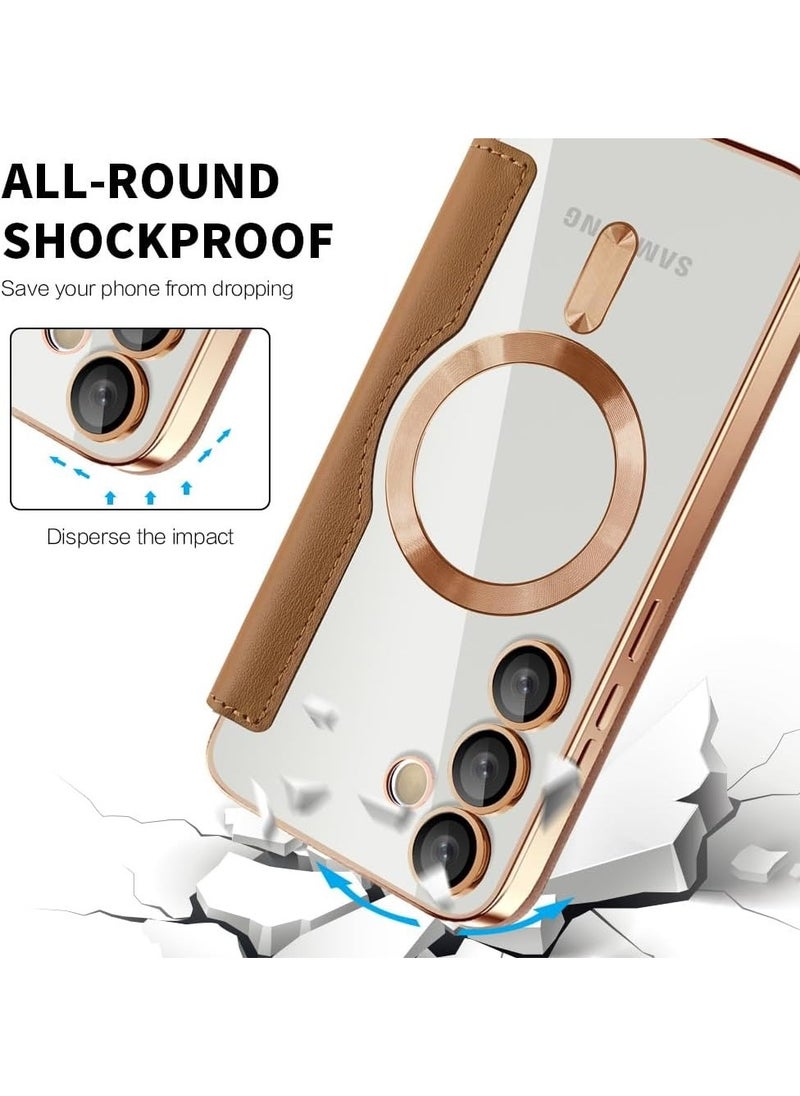 General - Magnetic Case Compatible with Galaxy S24 FE 5G, Compatible with Mag-safe, Transparent Back Anti-Scratch Leather Flip Case for Galaxy S24 FE - Image 1