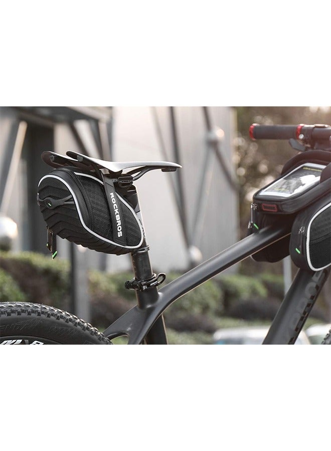Bike Seat Bag, Bicycle Saddle Bag Under Seat 3D Shell Cycling Seat Pack For Mountain Road Bikes Black