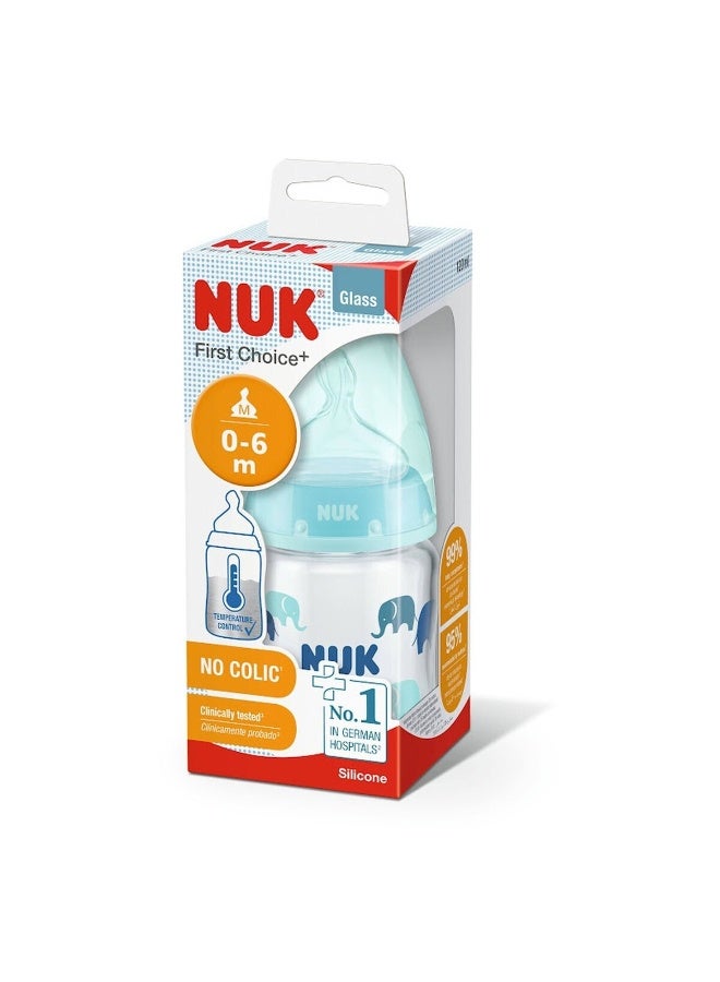 نوك رضاعة نيوك ناتشر سينس الزجاجية مع مؤشر التحكم بالحرارة - 150 مل (رأس سيليكون مقاس M) متنوع - Image 1
