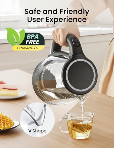 COMFEE' Electric Kettle, 1.7L Hot Water Boiler, 1500W Fast Boil, Glass Electric Tea Kettle with LED Indicator, Auto Shut-Off and Boil-Dry Protection, BPA Free - Image 4