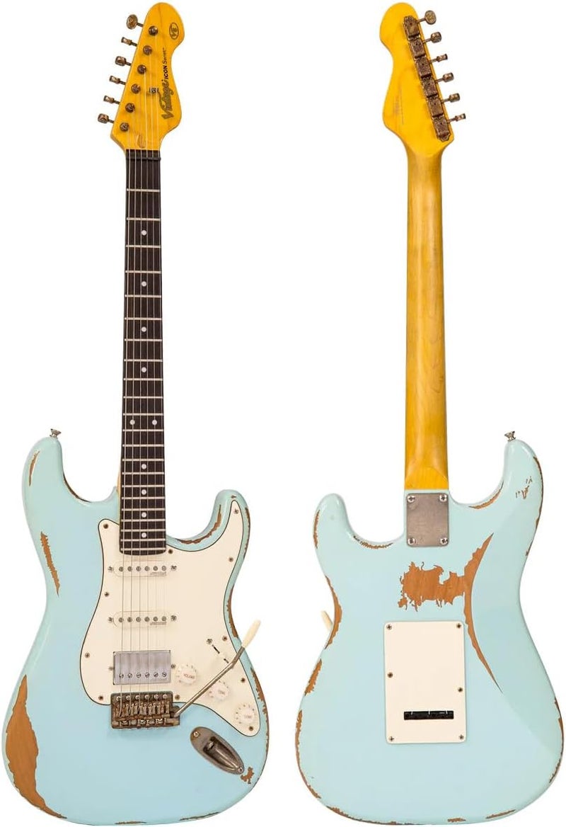 vintage جيتار كهربائي VINTAGE V6H ICON HSS - لون لاجونا الأزرق المتآكل - Image 3