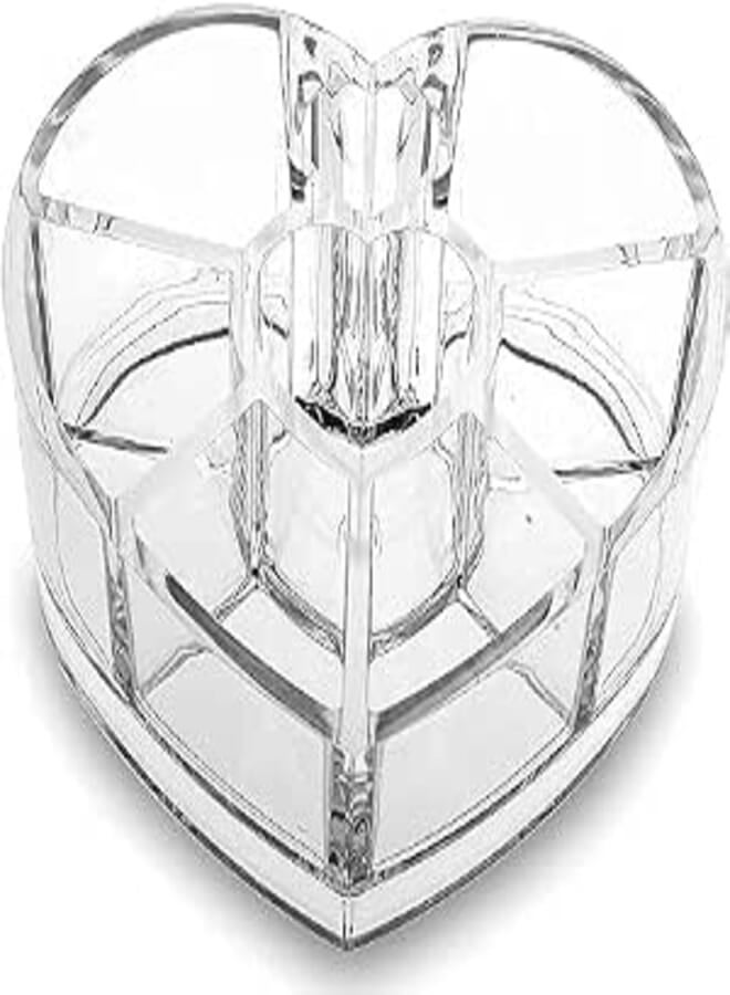 Heart Shaped Transparent Acrylic Cosmetic Makeup Organizer // Lipstick Holder // Display Stand // Nail Polish | Eyebrow Pencil Storage Box (Standard Size)