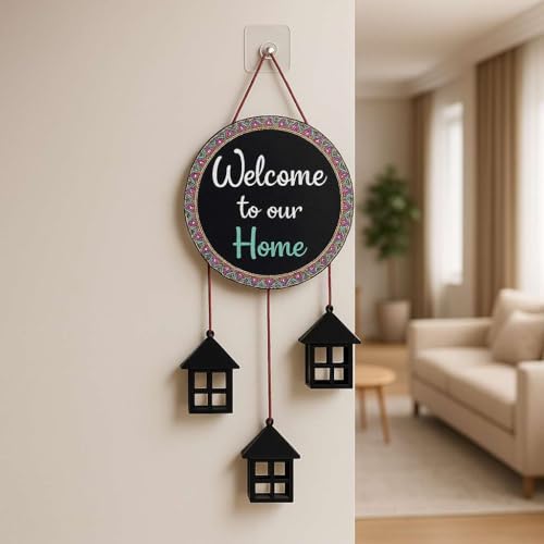 DECORIQUE Wooden Wall Hanging Welcome Sign Decorative Quote Board For Home, Door, Entrance, Hall & Office - Rustic Wall Art & Housewarming Gift Item,25 Cm - Image 1
