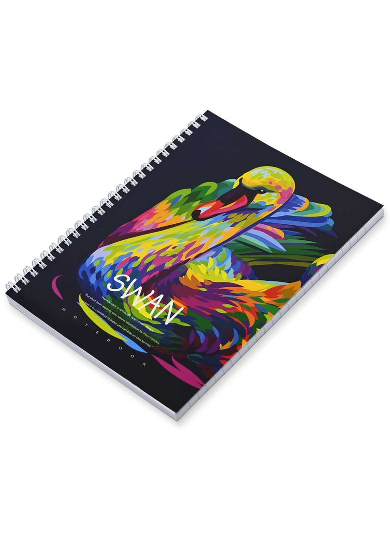 FIS Pack Of 5 Spiral Soft Cover Notebook, 96 Sheets A5 Swan Design 3 -FSNBSSCA596-SWA3 - Image 1