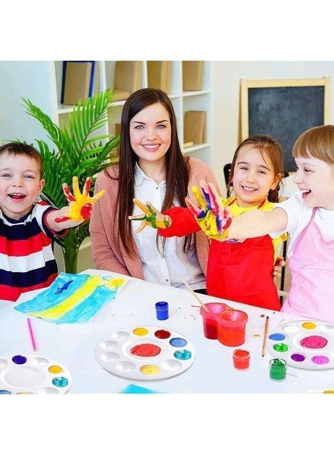ChicAbode 21 Pcs Paint Tray Palettes, Plastic Round White Paint Palettes for Kids & Students, Art Class Craft Painting Tray for DIY Projects, School Activities & Birthday Painting Parties - Image 3