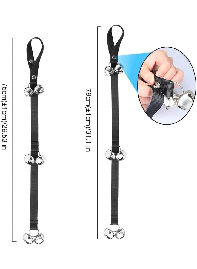 Mumoo Bear جرس باب مومو بير لتدريب الكلاب على قضاء الحاجة، جرس كلب قابل للتعديل للتعليق على مقبض الباب، تدريب جروك بسهولة - جودة ممتازة - 7 أجراس كبيرة جداً بحجم 1.5 بوصة، سوداء - Image 4