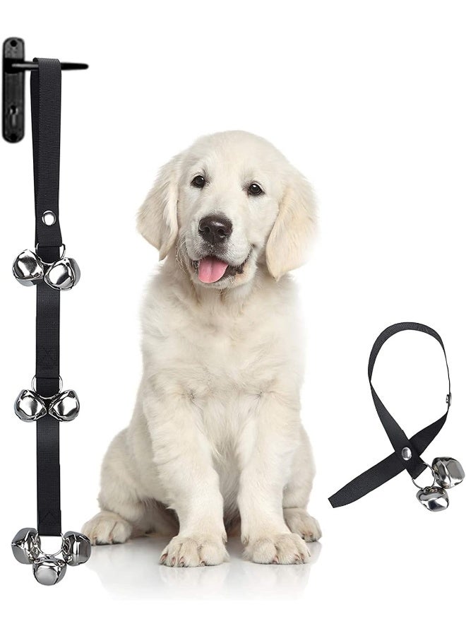 Mumoo Bear جرس باب مومو بير لتدريب الكلاب على قضاء الحاجة، جرس كلب قابل للتعديل للتعليق على مقبض الباب، تدريب جروك بسهولة - جودة ممتازة - 7 أجراس كبيرة جداً بحجم 1.5 بوصة، سوداء - Image 1