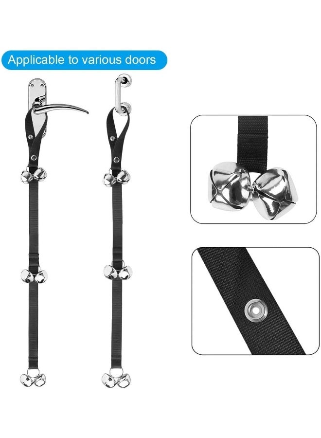 Mumoo Bear جرس باب مومو بير لتدريب الكلاب على قضاء الحاجة، جرس كلب قابل للتعديل للتعليق على مقبض الباب، تدريب جروك بسهولة - جودة ممتازة - 7 أجراس كبيرة جداً بحجم 1.5 بوصة، سوداء - Image 3